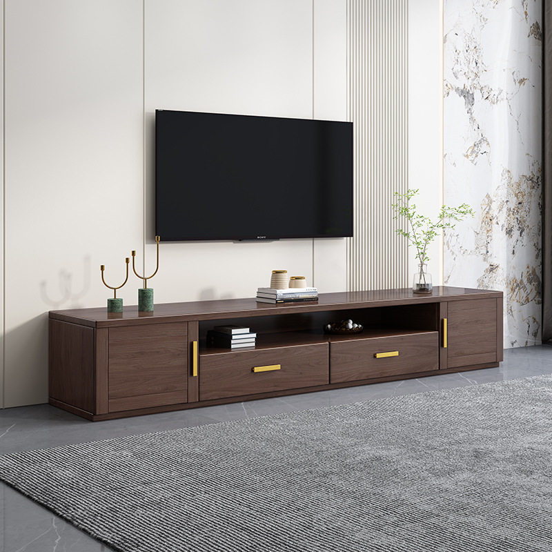 胡桃木实木电视柜茶几组合现代简约小户型客厅地柜家用茶几影视柜