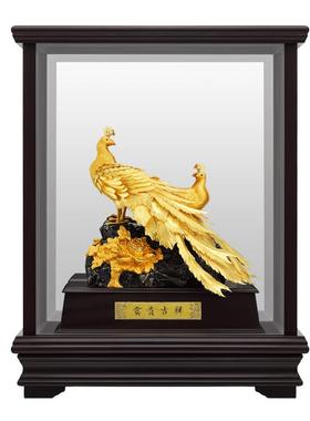轻奢足金金箔礼品摆件富贵吉祥孔雀高档闺蜜新婚结婚礼物创意家居