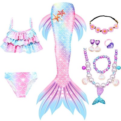 美人鱼尾巴儿童分体泳衣