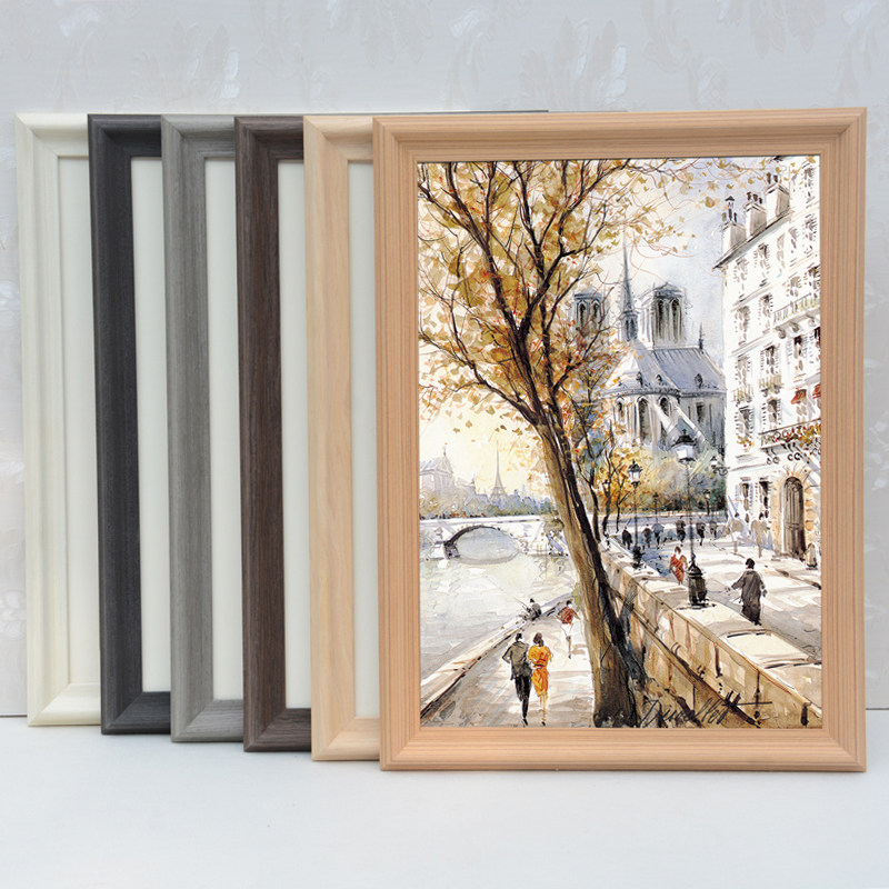 美式简约实木大相框挂墙a4 a316 20 24 30寸像框油画画框装裱定制