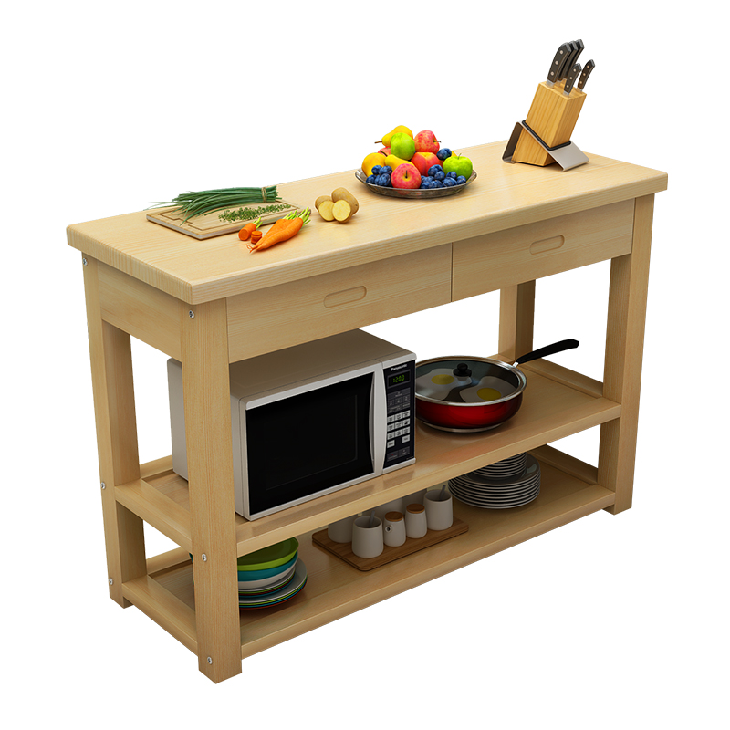 定制实木厨房切菜桌家用客厅卧室储物桌厨房操作台小户型实木桌子