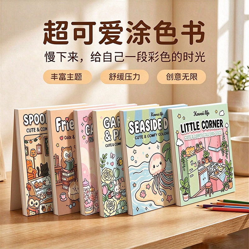 儿童涂色本小学生减压彩铅涂鸦填色书可爱DIY创意马克笔绘画画本