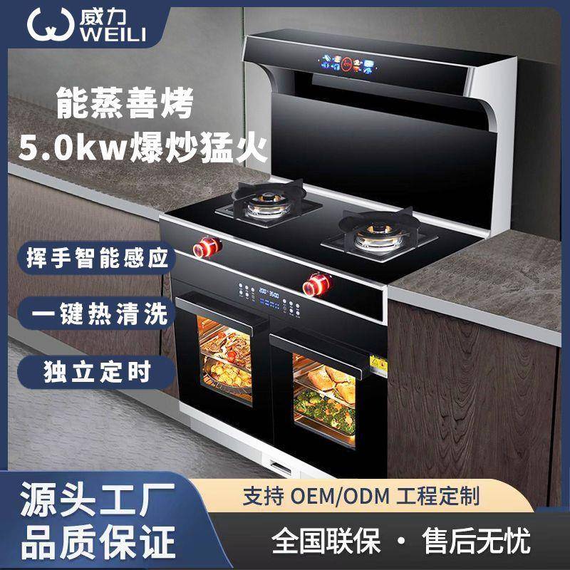 集成灶一体灶家用油烟机多功能自动变频蒸烤箱一体机下排烟