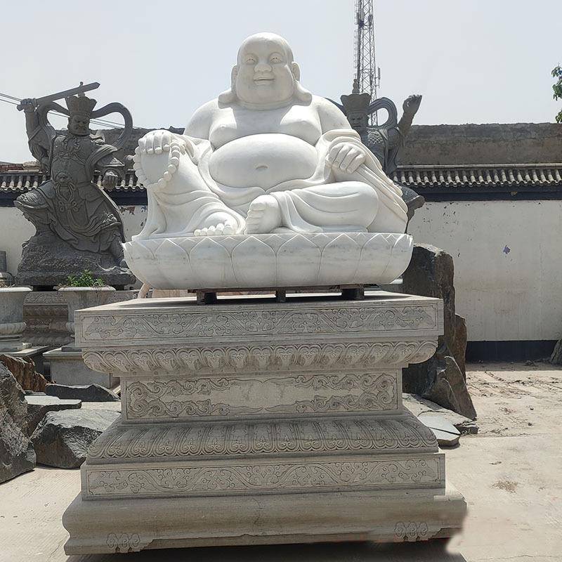 石雕大肚弥勒佛汉白玉大肚佛像大型佛像雕寺庙塑弥勒佛石雕