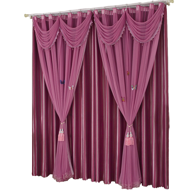 欧式定制窗帘成品客厅卧室纯色纱帘落地窗遮阳全遮光布隔热公主风