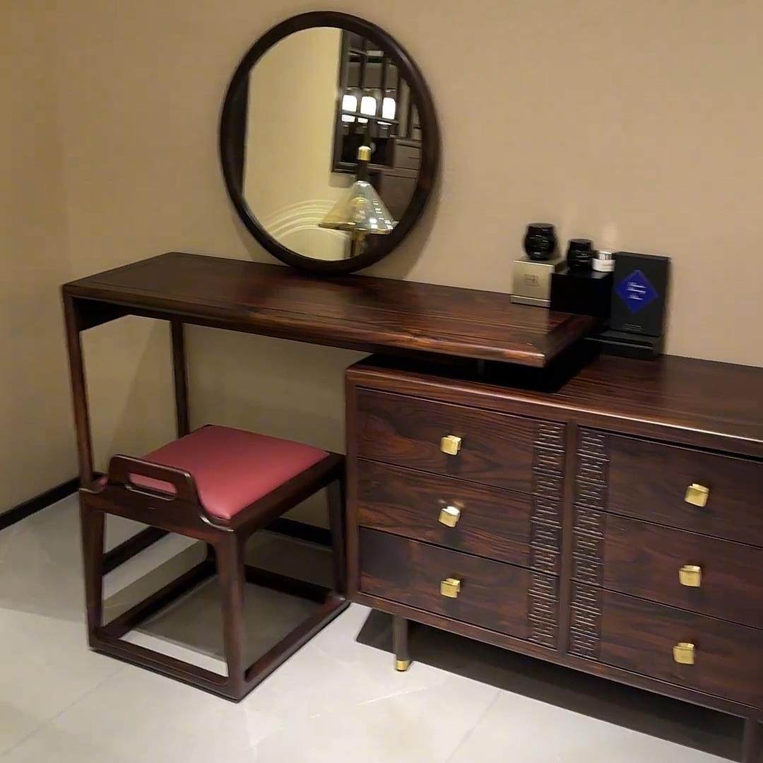 新中式乌金木实木带镜化妆台 国潮新款卧室化妆桌 简约覆古雕花,住宅家具,梳妆台/桌,淘宝优惠券,粉丝福利购,淘宝优惠卷