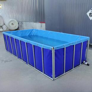 方形帆布鱼池加厚养殖鱼池带支架室外大型水库防水布锦鲤池