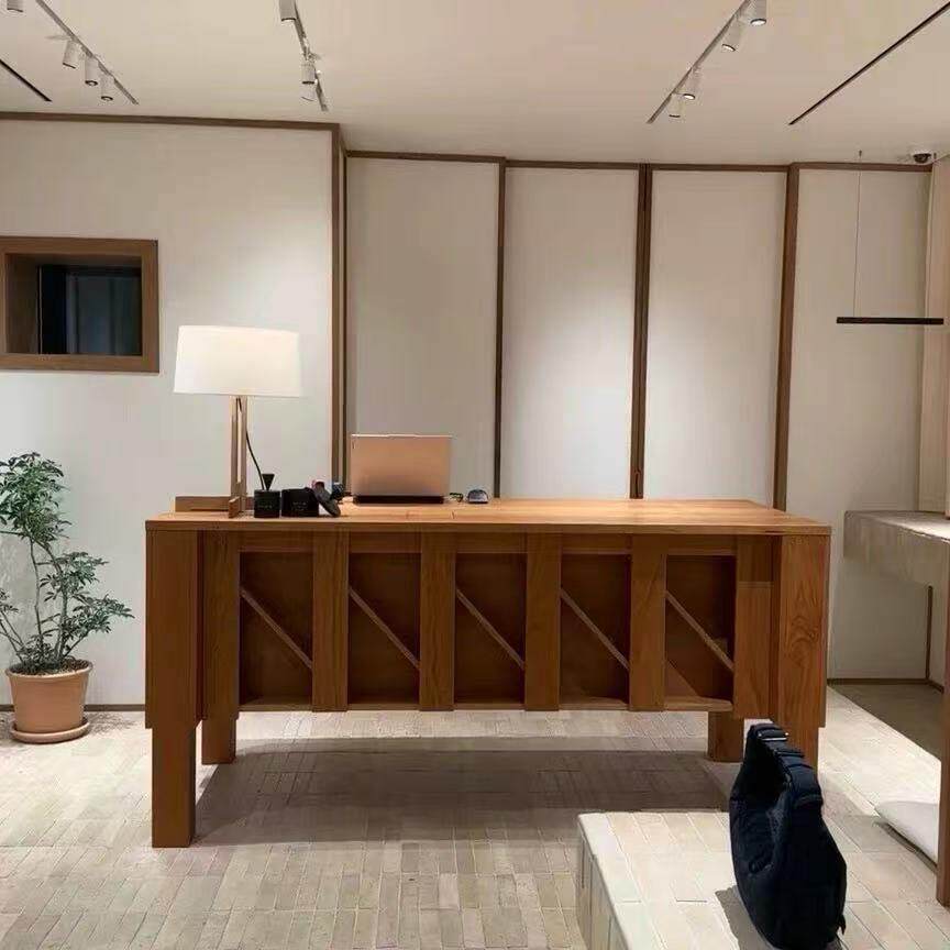 实木服装店买手集合店收银台吧台中岛柜流水台陈列柜展示台中古色
