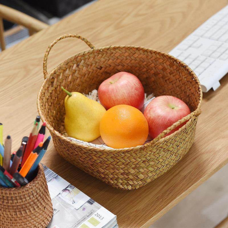 传统草编水果篮桌面藤编收纳篮果盘竹编篮家用鸡蛋筐厨房编织篮子,收纳整理,其他收纳篮,淘宝优惠券,粉丝福利购,淘宝优惠卷