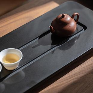茶具托盘整块天然石材长方形办公室极简茶盘 茶盘乌金石家用排水式