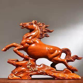 红木雕刻马成功饰品实木家居客厅办公室柜台生肖马装饰工艺礼品