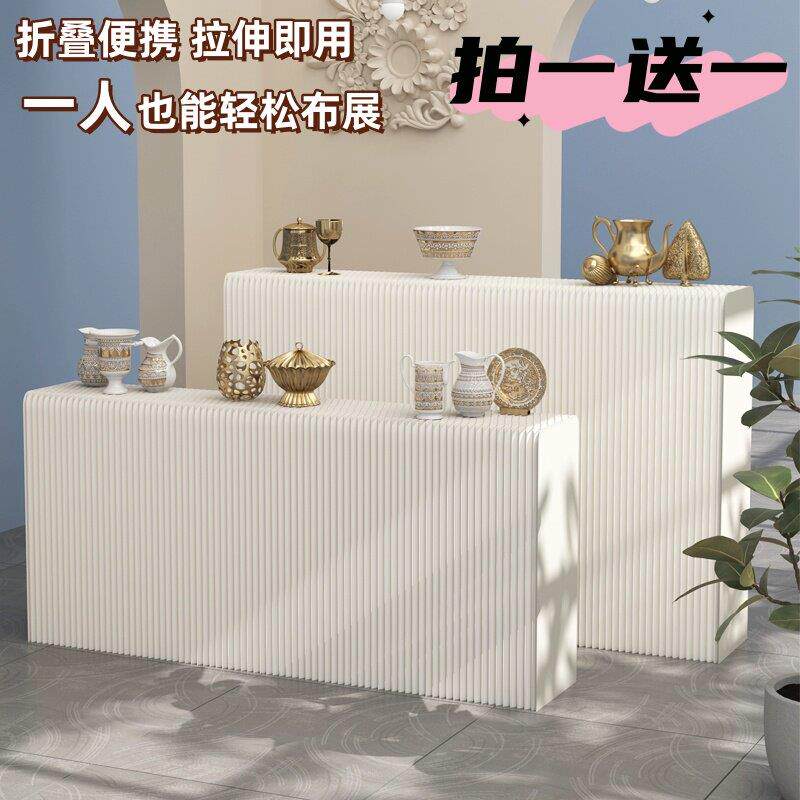 展台展示台长条中岛展示柜折叠便携展会商品陈列架服装橱窗展示架