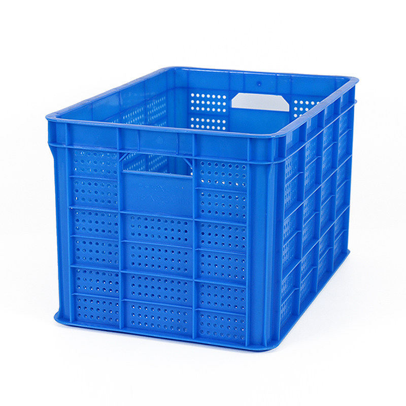 收纳筐白色塑料周转筐胶框周转箱长方形加厚蓝色圆眼小孔透气6105