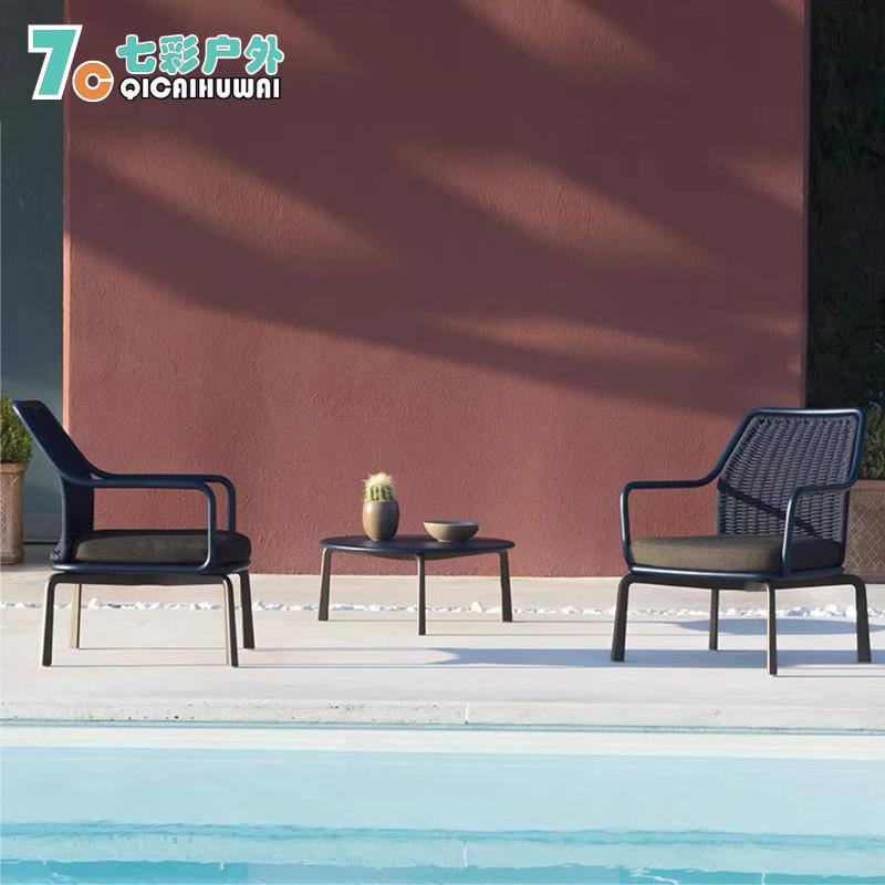 阳台藤椅单人设计师茶几组合室外防晒藤编休闲户外沙发庭院露台椅