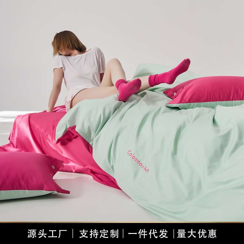 春夏季高端100S长绒棉四件套A类母婴级全棉被套床单床上用品南通