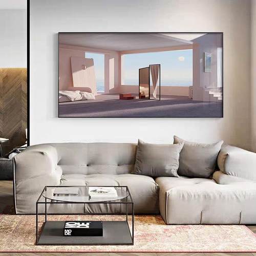 面朝大海北欧卧室画床头挂画现代空间延伸建筑客厅餐厅海边装饰画