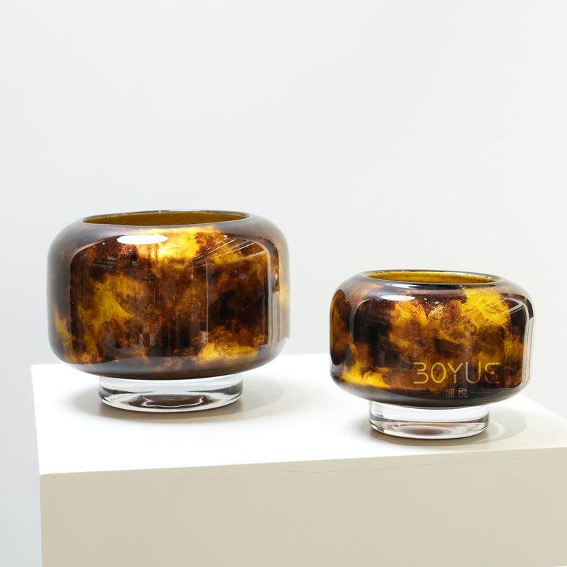 中古风现代简约软装样板间水晶厚底炫彩金色琉璃玻璃花瓶客厅摆件,电子元器件市场,其它元器件,淘宝优惠券,粉丝福利购,淘宝优惠卷