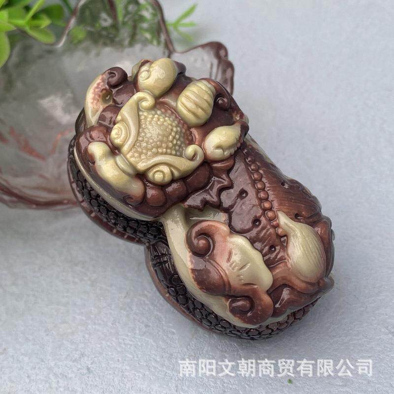 紫袍玉大貔貅茶宠摆件手把件茶盘宠物工艺品直播货源