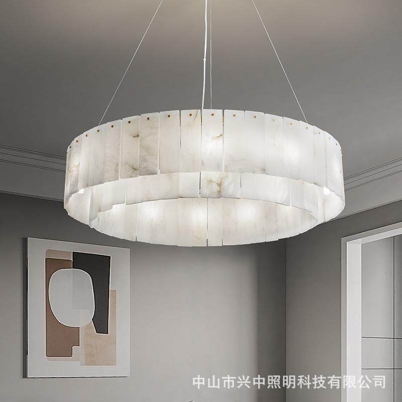全铜云石灯客厅吊灯别墅复式餐厅卧室书房样板间后现代轻奢灯具