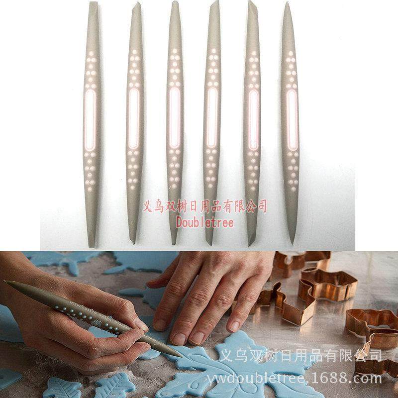 新品 6pcs软塑胶软头造型工具 翻糖制作雕刻塑性工具模具 OPP简装