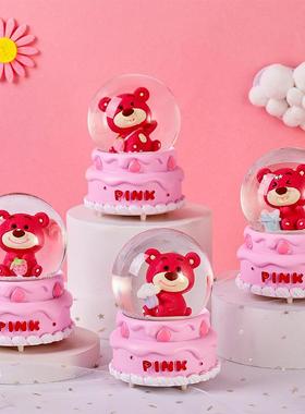 多款新款发光草莓熊水晶球树脂摆件学生礼品卡通儿童生日礼物