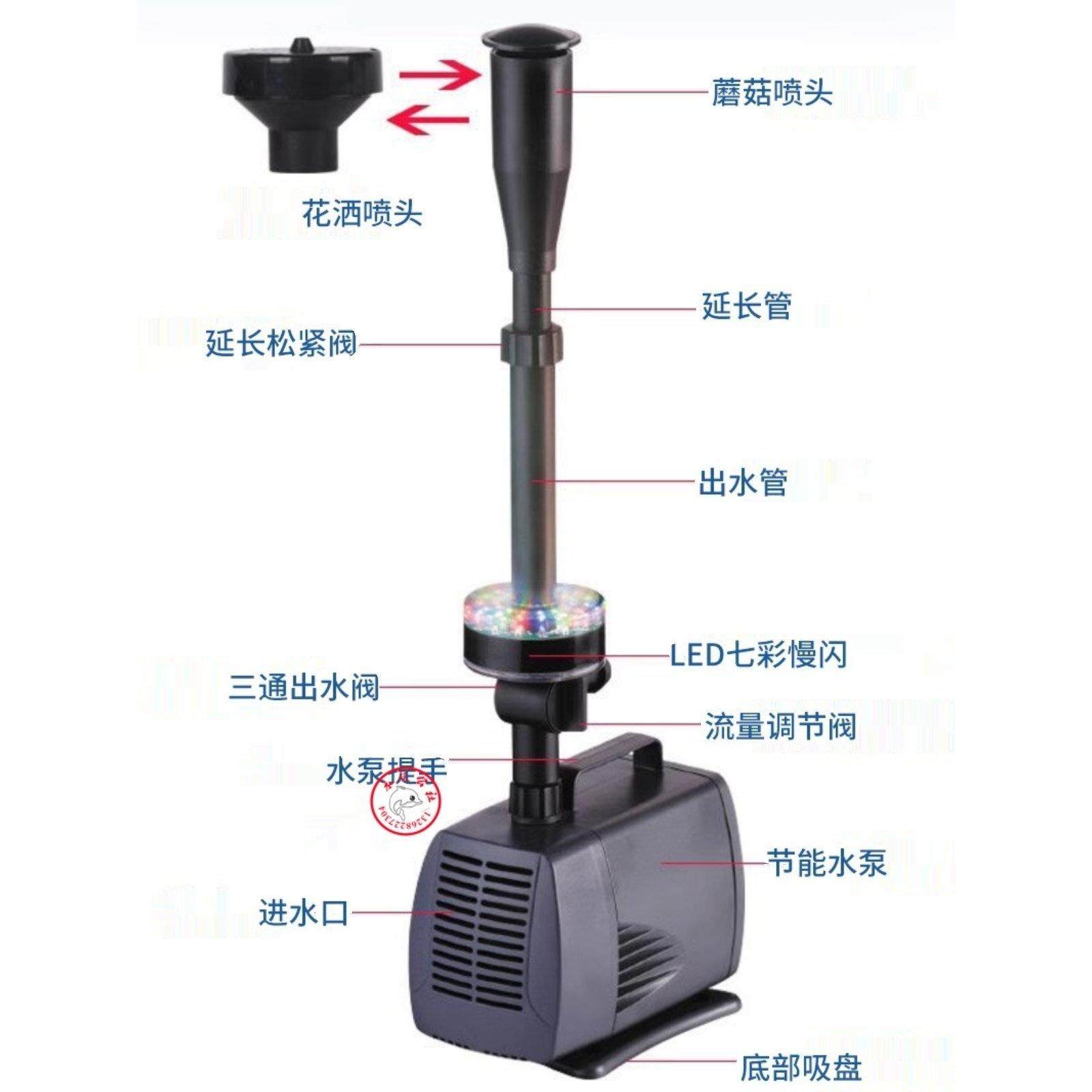 Sebo松宝鱼塘喷泉泵鱼缸循环泵5800Fp带灯笼假山庭院池氧合景观