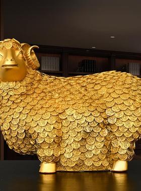 纯铜羊摆件铜万福羊金钱绵羊客厅办公室家居桌面装饰品黄铜生肖羊
