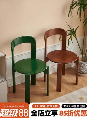北欧实木餐椅家用设计师复古餐厅中古简约彩色书桌靠背rey餐桌椅