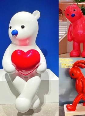 张占占pupu熊网红卡通兔子大摆件玻璃纤维雕塑商场户外店铺美陈装