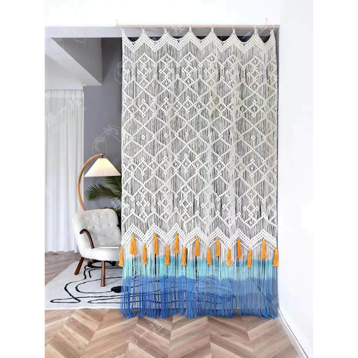 手工编织渐层色门帘窗帘隔断民宿软装家居挂毯壁毯,居家布艺,挂毯/壁毯,淘宝优惠券,粉丝福利购,淘宝优惠卷