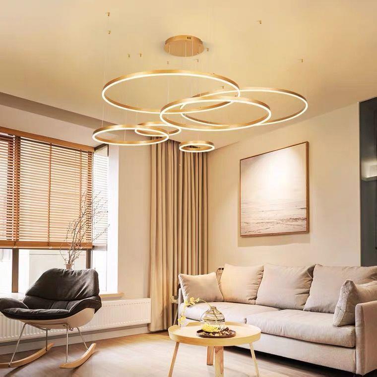 2025年大气环状客厅吊灯餐厅大厅圆圈餐吊灯现代简约低调轻奢灯具