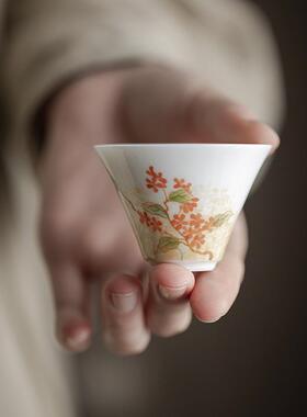 明知山志 鹅黄天雨流芳云归茶杯 文人器手绘家用品茗杯喝茶小单杯