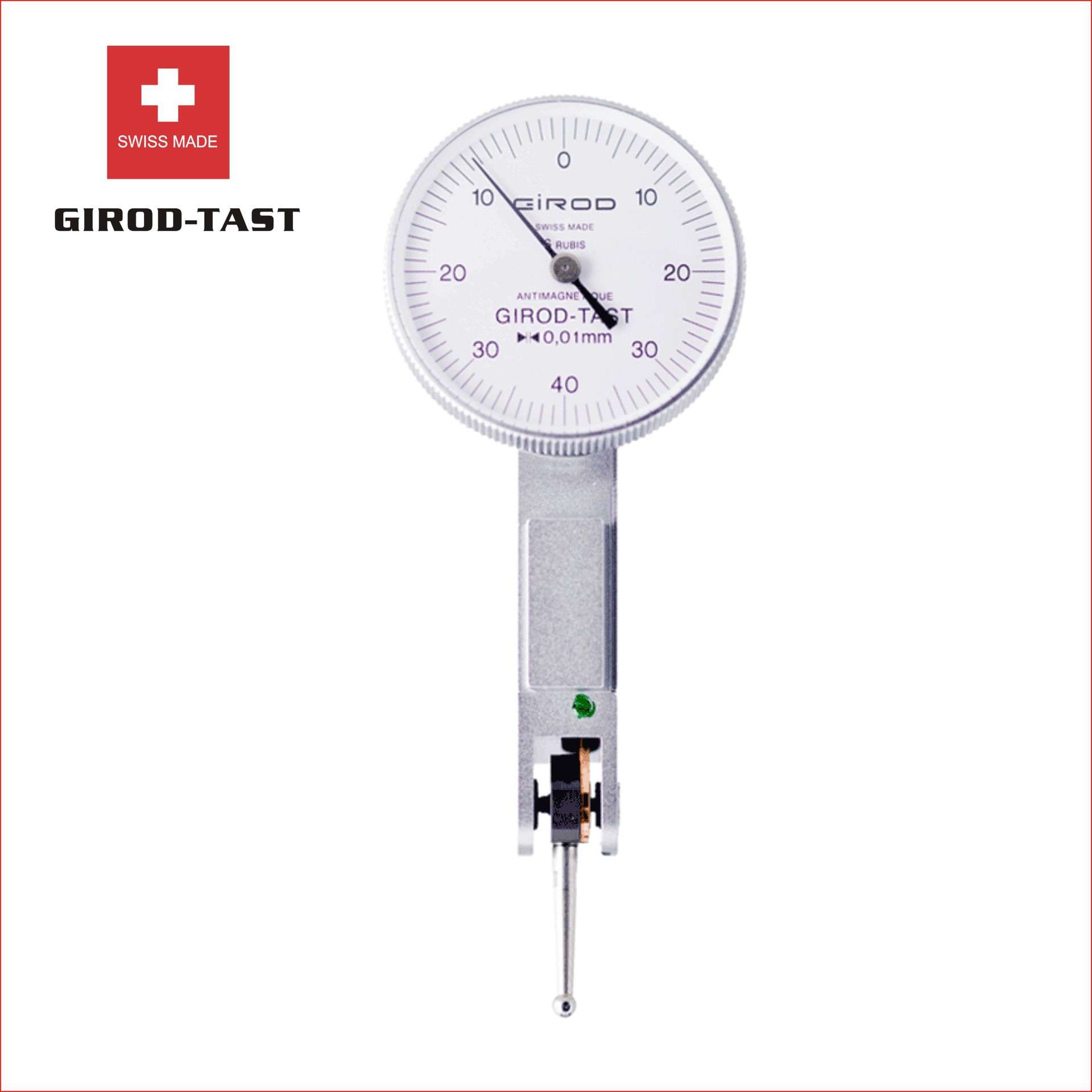 瑞士基诺GIROD-TAST 0.01mm 0.8高精进口杠杆百分表 GT1252 1452