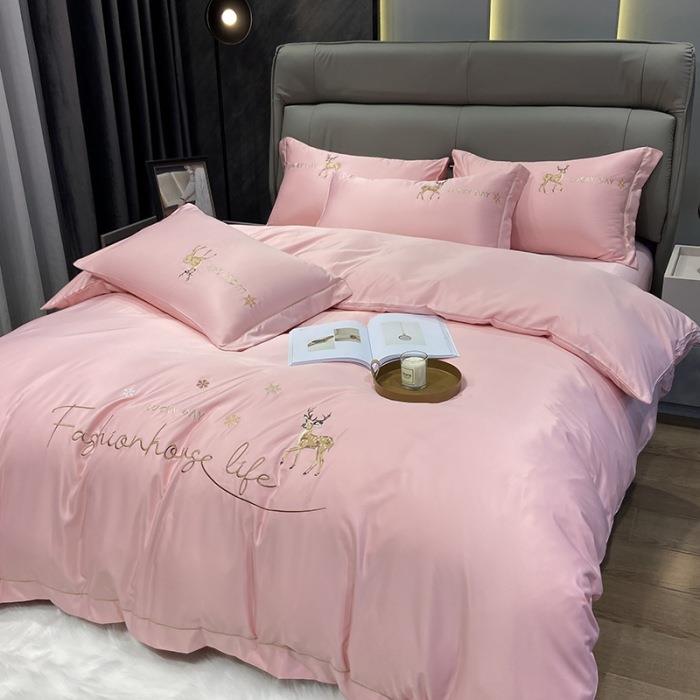 新款真丝绣花夏被四件套水洗天丝冰丝被子蕾丝夏季凉感舒适