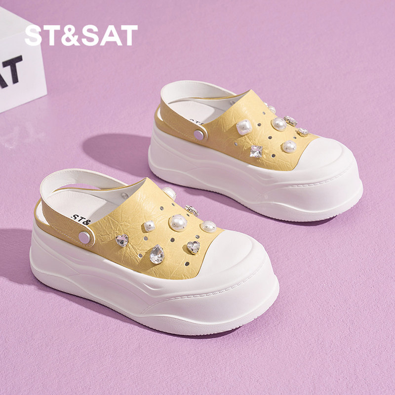 7CM内增高星期六凉鞋2025夏季新款轻便软底百搭外穿女沙滩洞洞鞋