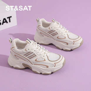 运动休闲网面厚底轻便百搭老爹鞋 6CM内增高星期六2025春季 女款