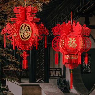 2025年新款无纺布福字灯笼春节元旦灯笼商场家庭室内布置装饰