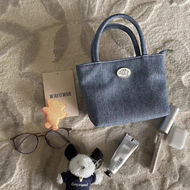 2025韩国新款小众牛仔蓝帆布包简约质感复古纯色斜挎包休闲手提包,箱包皮具/热销女包/男包,通用款女包,淘宝优惠券,粉丝福利购,淘宝优惠卷