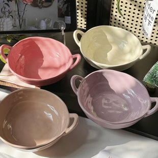 陶瓷不规则双耳碗水果沙拉碗泡面碗高颜值ins家用宿舍一人食汤碗x