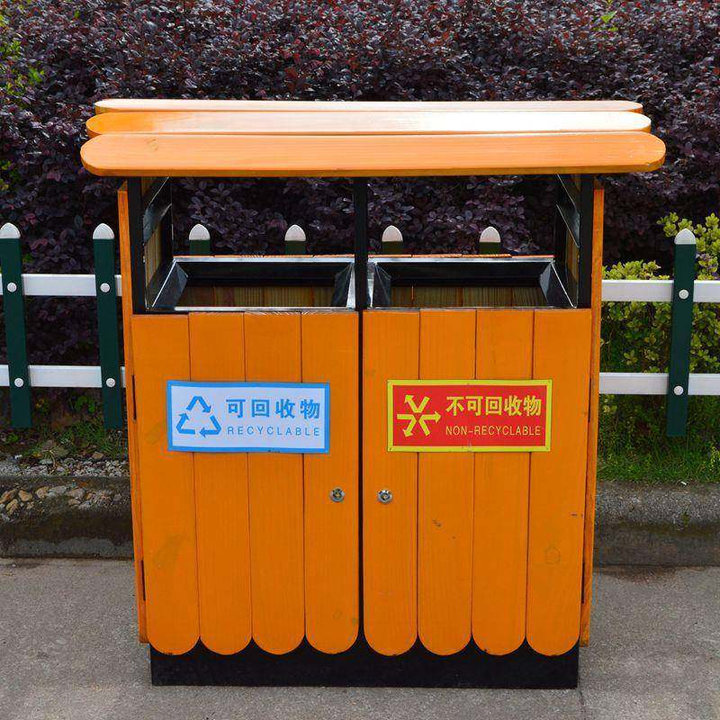 户外环卫分类垃圾桶钢木垃圾箱室外小区防腐木果皮箱果壳箱双桶,基础建材,不锈钢垃圾桶,淘宝优惠券,粉丝福利购,淘宝优惠卷