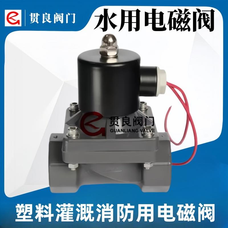 UPVC塑料电磁阀双活接PVC-U水用双油令电磁阀C220V/DC24V