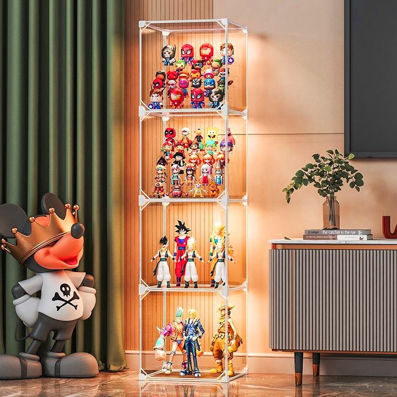 手办展示柜儿童模型玩具收纳盒透明家用防尘置物架积木落地陈列柜