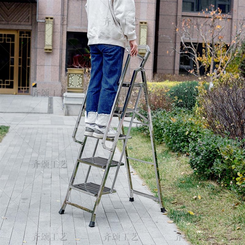 不锈钢折叠梯子家用加厚人字梯多功能室内六步梯安全伸缩工程梯子