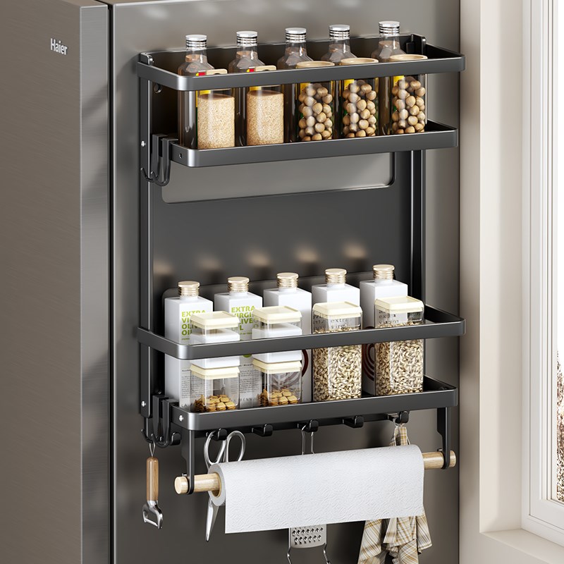 磁吸冰箱置物架侧面收纳架厨房用品家用大全整理神器保鲜膜挂架