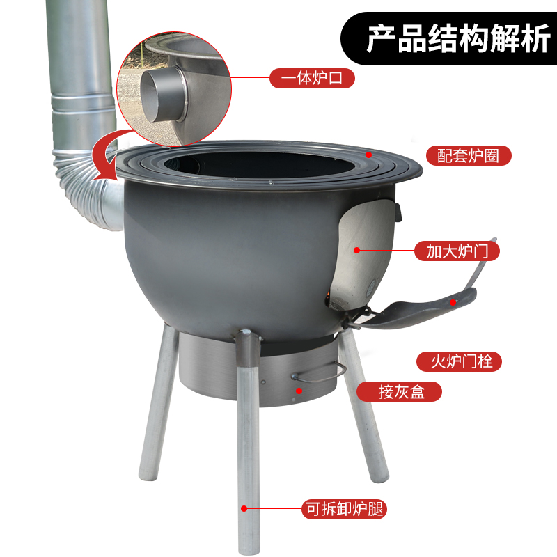 新式农村柴火灶烧木柴家用户外炉具移动柴火炉子地锅灶台室外炉灶