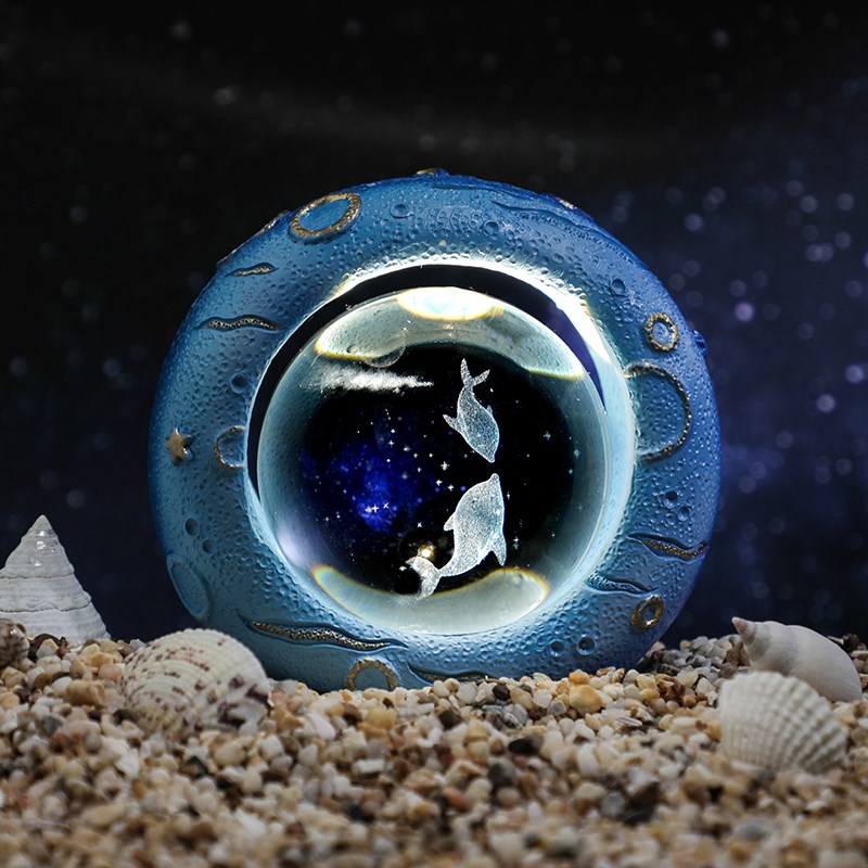 星海发光水晶球小夜灯卧室桌面摆件生日礼物男生女生同学实用毕业