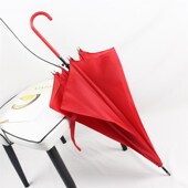 雨中想你长柄雨伞大红色超拱形公主纯色超轻细杆简约自动新娘伞