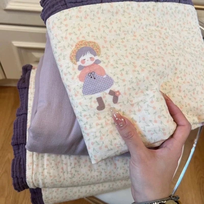 2025新款皱皱花边四件套全棉被套A类被罩床单宿舍床上三件套4