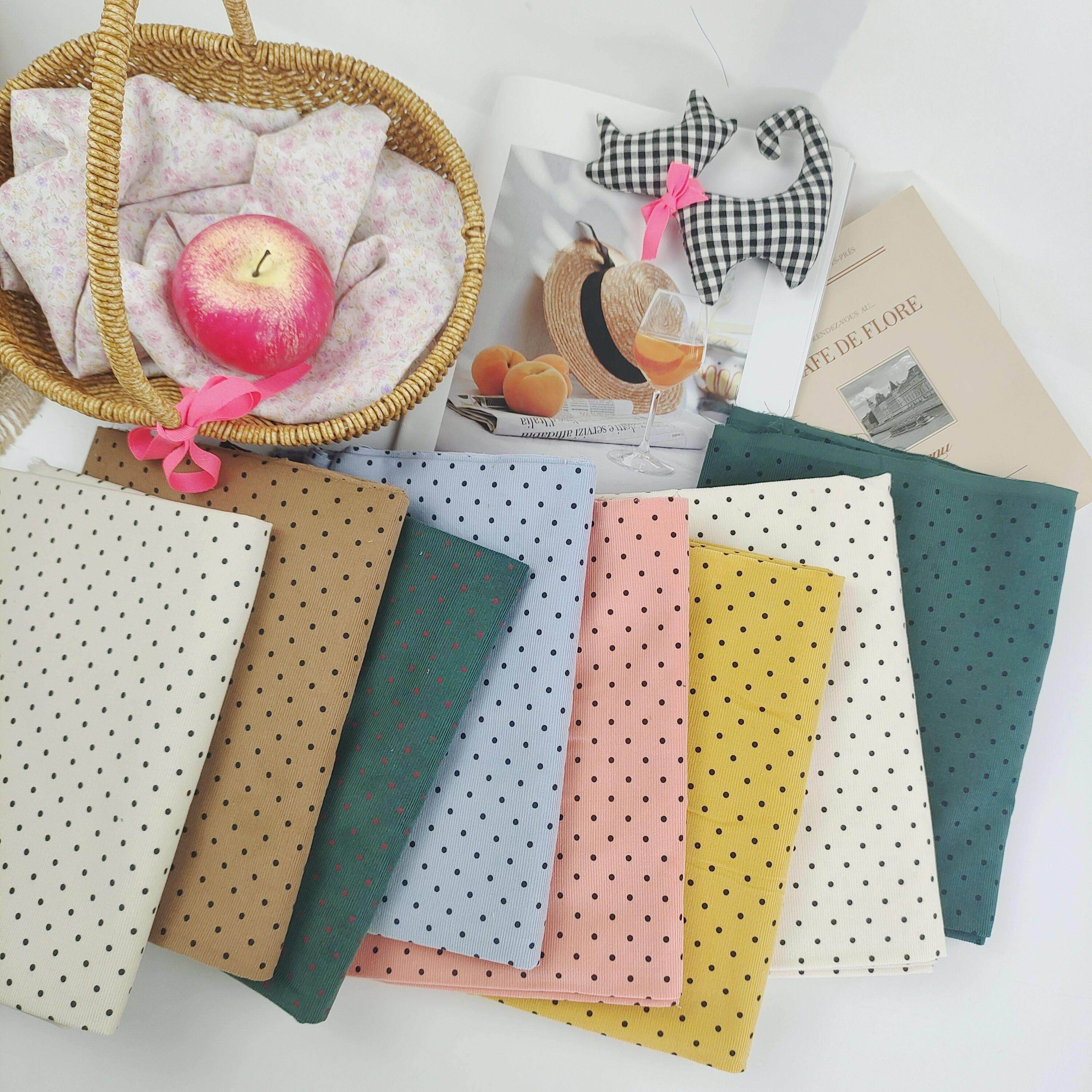 韩国进口布料21条波点灯芯绒合集手工diy服装包娃衣发圈45*145cm,居家布艺,海绵垫/布料/面料/手工diy,淘宝优惠券,粉丝福利购,淘宝优惠卷