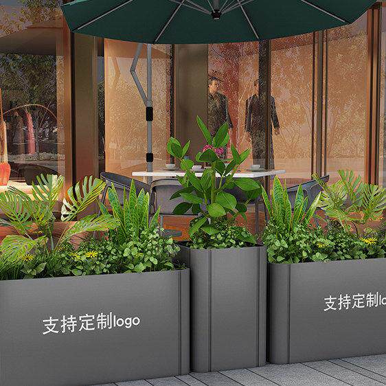 户外不锈钢花箱商业街铁艺花架花槽护栏售楼部花坛花池广场花箱